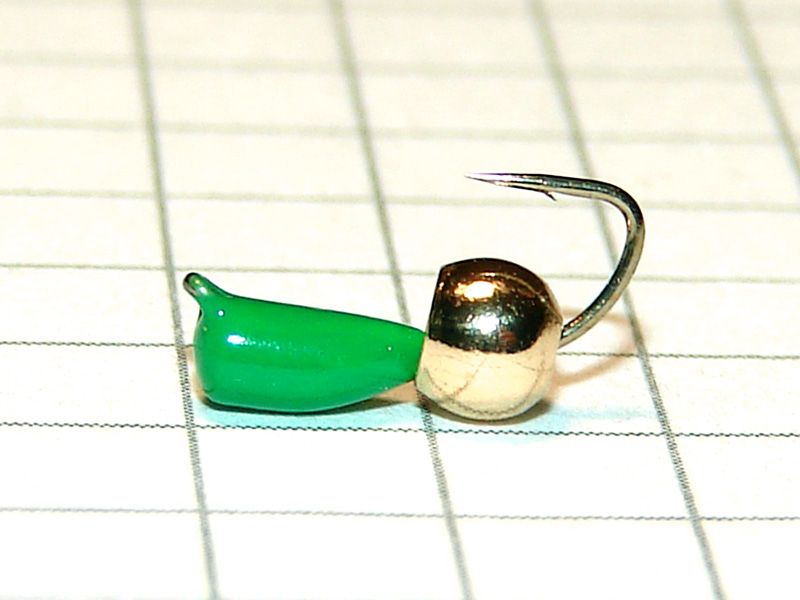 картинка D2,4 (0,35 гр) Мормышка УЛОВКА "гвоздик" с латунным шариком 3,2 мм (зелёный) от магазина "Без насадки"