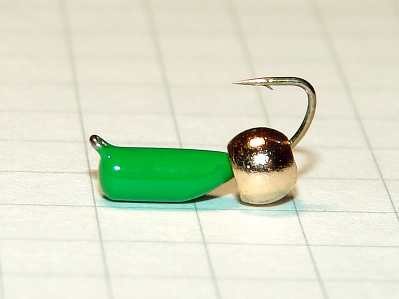 картинка D2,8 (0,65 гр) Мормышка УЛОВКА "гвоздик" с латунным шариком 3,8 мм (зелёный) от магазина "Без насадки"