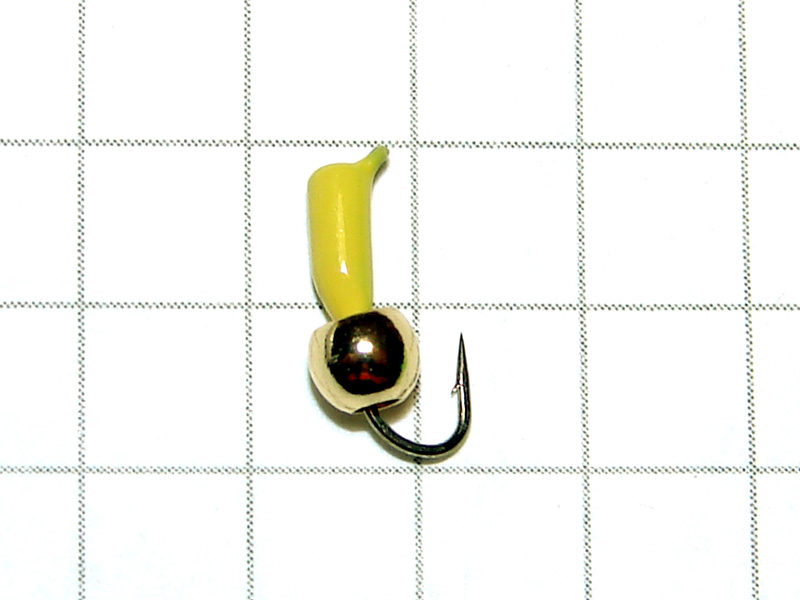 картинка D2 (0,28 гр) Мормышка УЛОВКА "гвоздик" с латунным шариком 3,2 мм (лимон) от магазина "Без насадки"