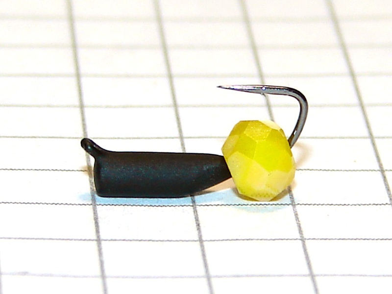 картинка D2,4 (0,40 гр) Мормышка УЛОВКА вольфрам «гвоздик» с гранёной бусиной (желтый перламутр) от магазина "Без насадки"