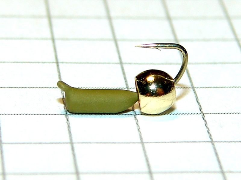 картинка D2 (0,28 гр) Мормышка УЛОВКА "гвоздик" с латунным шариком 3,2 мм (оливковый) от магазина "Без насадки"