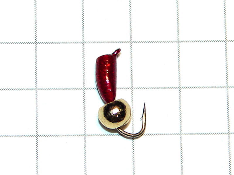 картинка D2,4 (0,45 гр) Мормышка УЛОВКА вольфрам. шар. 3,3 мм, рубин (золото) от магазина "Без насадки"