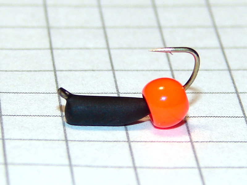 картинка D2,4 (0,52 гр) Мормышка УЛОВКА "гвоздик" с латунным шариком (оранжевый флуо) 3,8 мм от магазина "Без насадки"