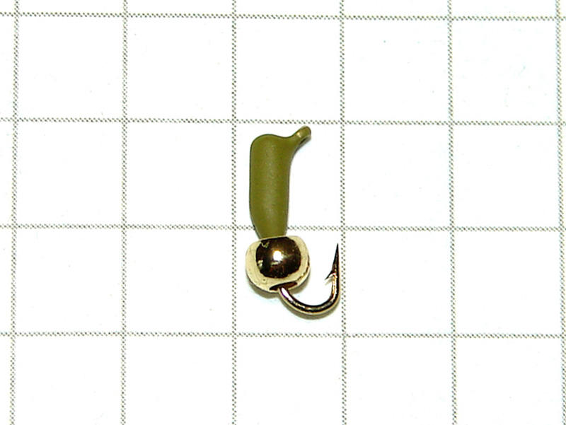 картинка D2 (0,22 гр) Мормышка УЛОВКА «МИКРОБ» с латунным шариком 2,8 мм (оливковый) от магазина "Без насадки"