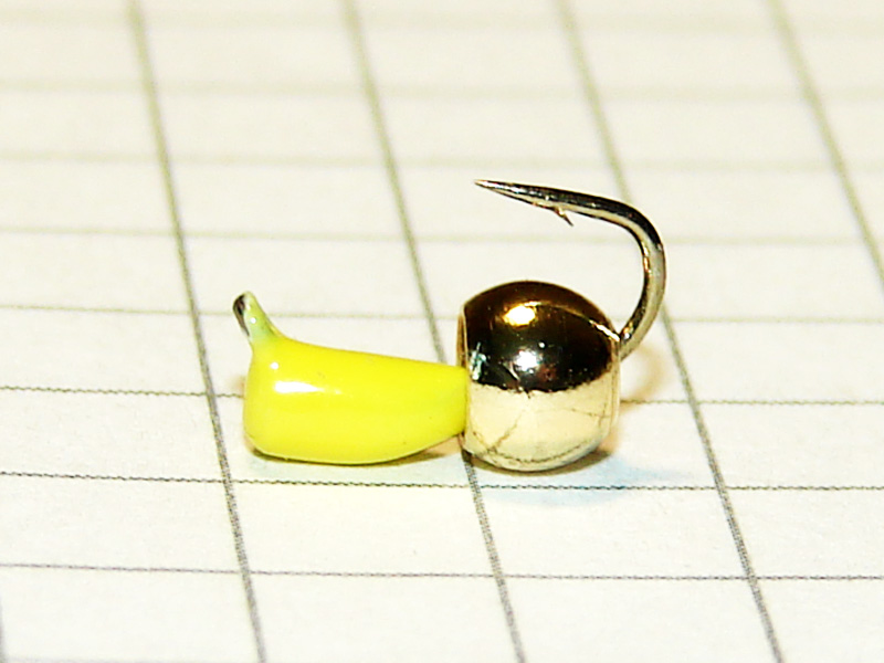 картинка D2,4 (0,40 гр) Мормышка УЛОВКА "гвоздик" с лат. шар. 3,8 мм (лимон) от магазина "Без насадки"