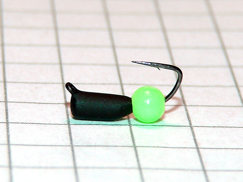 картинка D2,4 (0,25 гр) Мормышка УЛОВКА «неоновый шарик» 2 мм (зелёный флуоресцентный) от магазина "Без насадки"