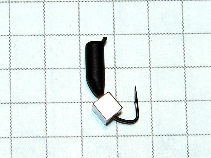 картинка D2,8 (0,65 гр) Мормышка УЛОВКА «гвоздик» с кубиком 4 мм (серебряный) от магазина "Без насадки"