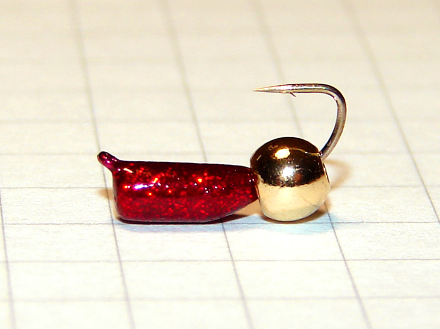 картинка D2,8 (0,65 гр) Мормышка УЛОВКА "гвоздик" с латунным шариком 3,8 мм (рубин) от магазина "Без насадки"