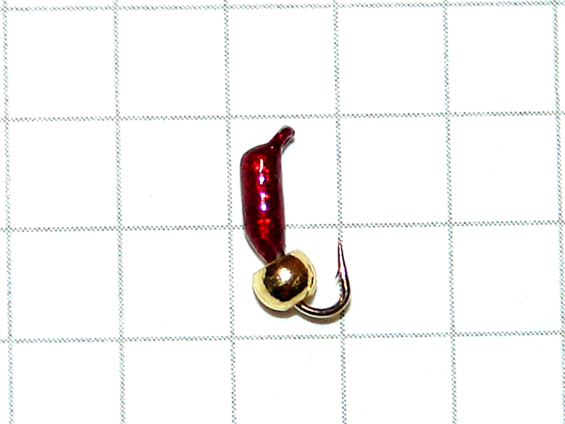 картинка D2 (0,22 гр) Мормышка УЛОВКА «МИКРОБ» с латунным шариком 2,8 мм (рубиновый) от магазина "Без насадки"