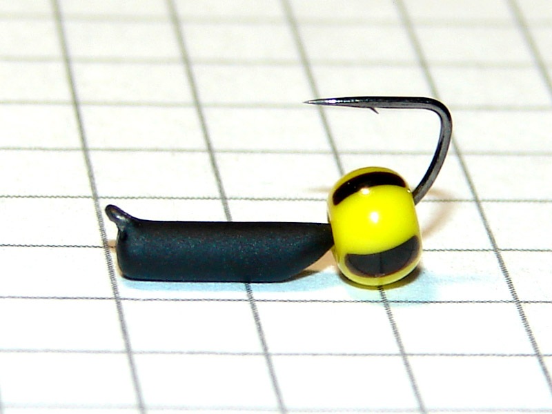 картинка D2,4 (0,50 гр) Мормышка УЛОВКА "арбуз" желтый 4 мм (толстая полоска) от магазина "Без насадки"