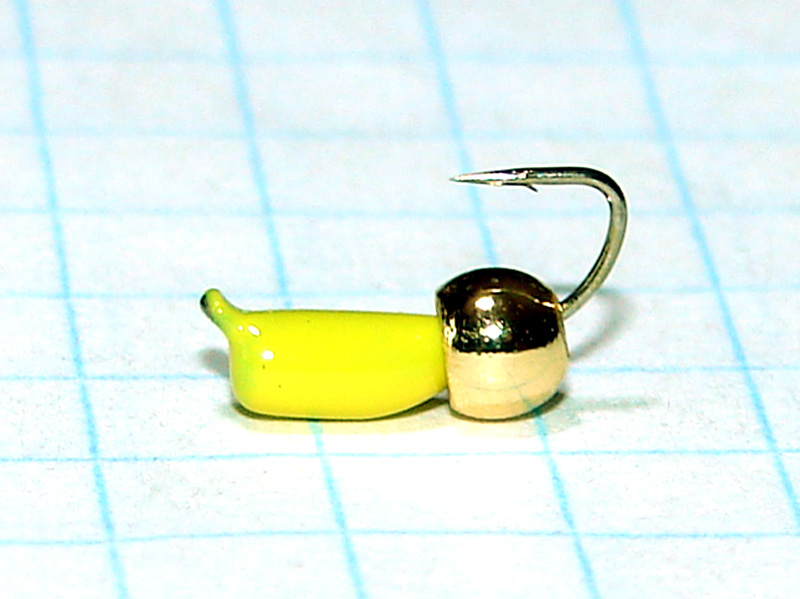 картинка D2,4 (0,35 гр) Мормышка УЛОВКА "гвоздик" с лат. шар. 3,2 мм (лимон) от магазина "Без насадки"