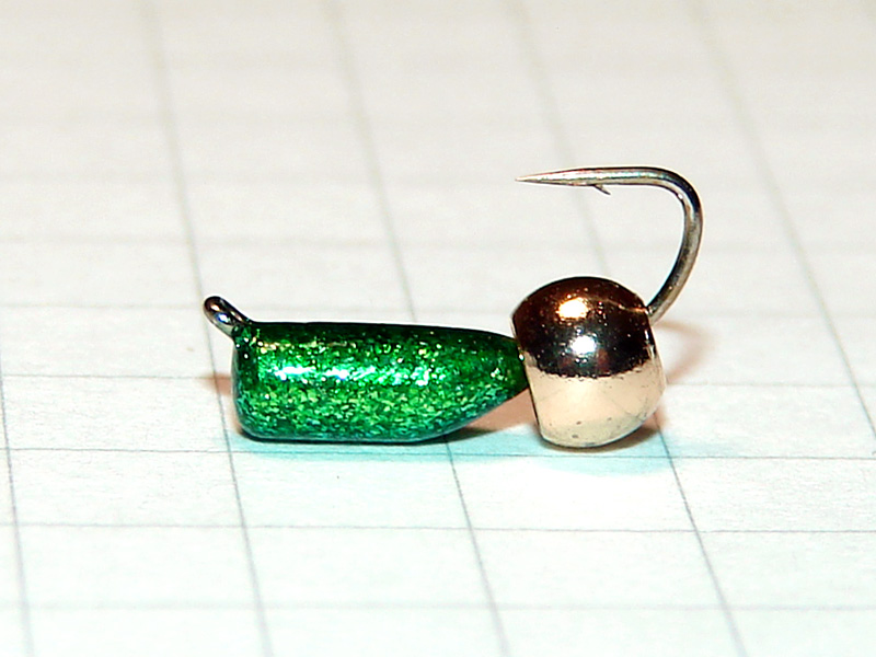 картинка D2,8 (0,65 гр) Мормышка УЛОВКА "гвоздик" с латунным шариком 3,8 мм (тёмно-зелёный) от магазина "Без насадки"