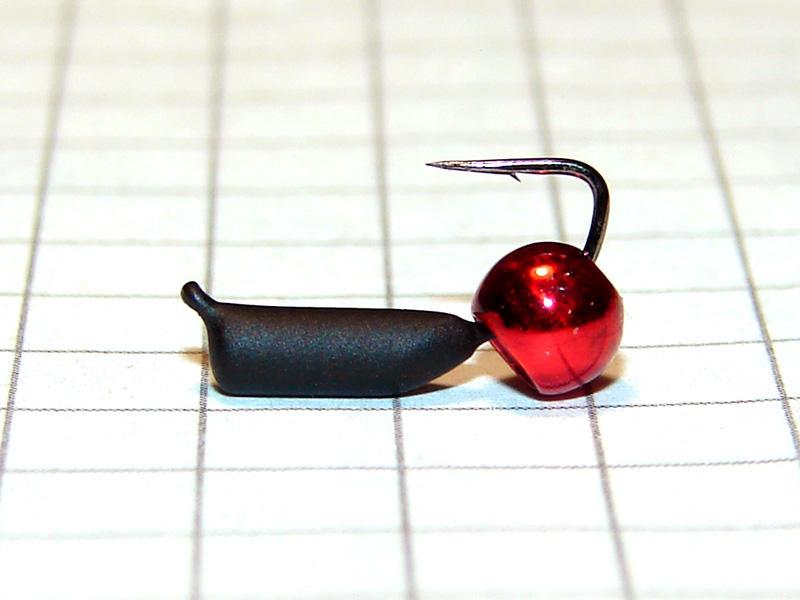 картинка D2,4 (0,52 гр) Мормышка УЛОВКА "гвоздик" с латунным шариком (красный металлик) 3,8 мм от магазина "Без насадки"