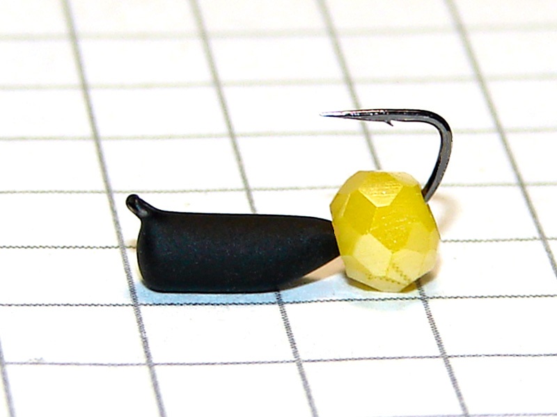 картинка D2,8 (0,50 гр) Мормышка УЛОВКА вольфрам «гвоздик» с гранёной бусиной (желтый перламутр) от магазина "Без насадки"